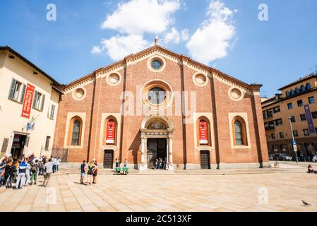 Milano. Italia - 22 maggio 2019: Facciata della Chiesa di Santa Maria delle grazie (Milano, Italia). La casa di 'l'ultima cena'. Foto Stock