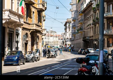 Milano. Italia - 22 maggio 2019: Corso Magenta Street a Milano. Architettura storica. Foto Stock