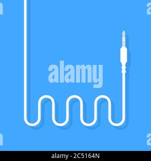 icona jack per auricolari con cavo bianco Illustrazione Vettoriale