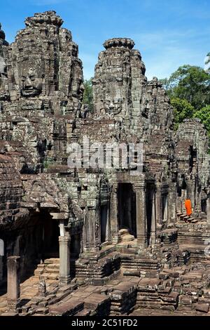 Monaco buddista a Bayon Temple.Ankgor.Cambodia Foto Stock