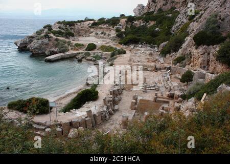 Sito archeologico di Heraion vicino al lago Vouliagmenis Loutraki Grecia Foto Stock