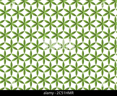 Seme senza giunture di sfondo simbolo di vita, geometria Sacra. Mandala mistico geometrico di Alchimia esoterica Fiore della vita in linea art. Colore verde vettoriale Illustrazione Vettoriale
