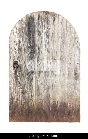Vecchio rustico legno di quercia tagliato e isolato su sfondo bianco Foto Stock