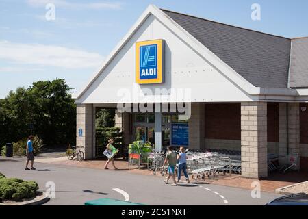 Aldi supermercato, Jubilee Retail Park, Weymouth Foto Stock