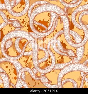 Serpente modello esotico. Pelle di serpente. Illustrazione vettoriale. Rettili motivo senza giunture Illustrazione Vettoriale