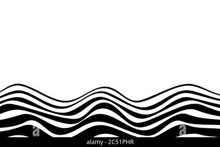 Linee nere onda zigzag sul fondo astratto sfondo bianco vettore disegno piatto. Illustrazione Vettoriale
