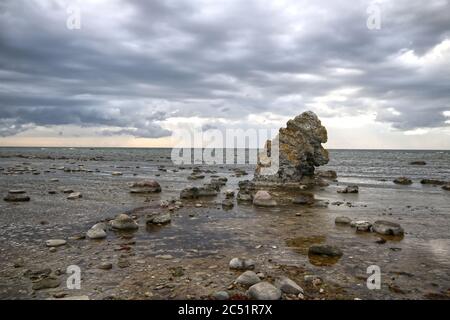 Pietra di rucio di scimmia su gotland Svezia Foto Stock