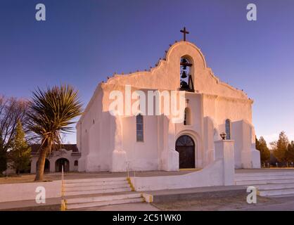 San Elizario Presidio al tramonto, vicino a El Paso, Texas, USA Foto Stock