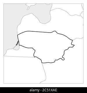 Mappa della Lituania contorno nero spesso evidenziato con i paesi vicini. Illustrazione Vettoriale