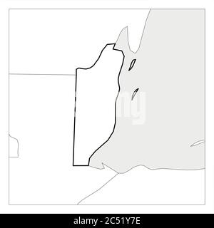 Mappa del Belize nero spessore profilo evidenziato con i paesi vicini. Illustrazione Vettoriale