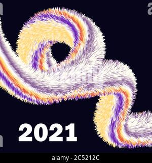 Stile colorato a onde ondulate, sfondo astratto per il nuovo anno 2021 Vector eps10 Illustrazione Vettoriale