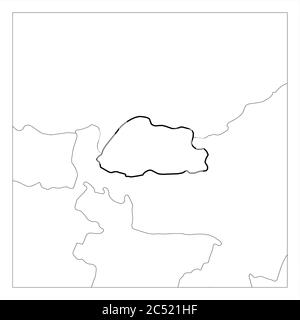 Mappa del Bahrain nero intenso profilo evidenziato con i paesi vicini. Illustrazione Vettoriale