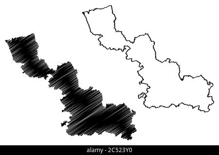 Dipartimento del Nord (Francia, Repubblica francese, regione Hauts-de-France) mappa vettoriale illustrazione, scrimble sketch mappa Nord Illustrazione Vettoriale