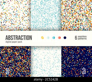 Confezione di carta digitale, set di 6 motivi astratti senza giunture. Sfondi geometrici astratti. Illustrazione vettoriale. Illustrazione Vettoriale