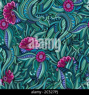 Vettore senza giunture motivo fiori astratti Illustrazione Vettoriale