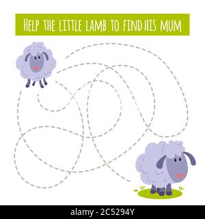 Giochi educativi per bambini corrispondenti. Attività per bambini e bambini degli anni prescolare. Illustrazione Vettoriale