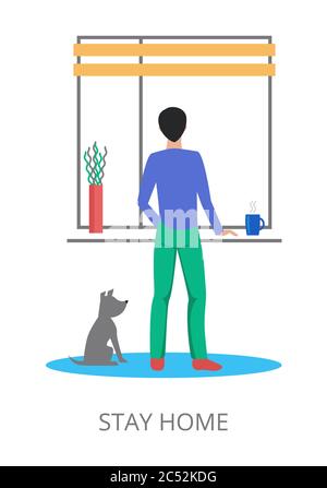 Stay Home Concept, moderno disegno piatto vettoriale, per grafica e web design Illustrazione Vettoriale