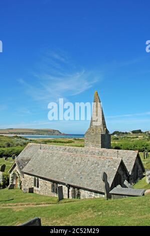 Chiesa di St. Enedoc, Daymer Bay, Trebetherick, Cornovaglia settentrionale, Foto Stock