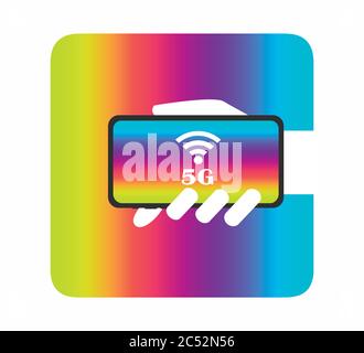 Icona del vettore di rete Internet 5G o dell'applicazione UI per la connessione di rete mobile 5 G. Illustrazione Vettoriale