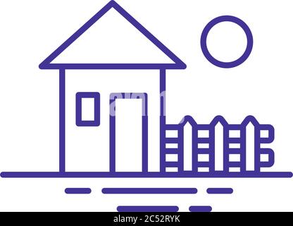 casa rurale facciata anteriore linea stile icona disegno vettoriale illustrazione Illustrazione Vettoriale