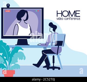 uomini che comunicano tramite video call vettoriale illustrazione desing Illustrazione Vettoriale