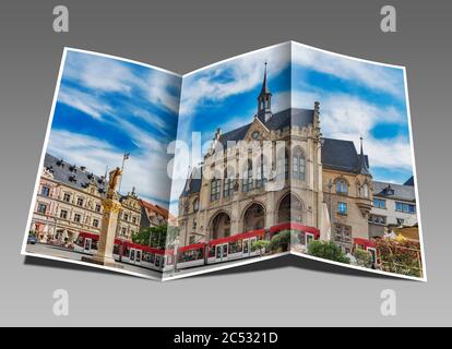Il municipio è stato costruito nel 1870 in stile gotico revival. Si trova presso il mercato del pesce di Erfurt, capitale della Turingia, Germania, Europa Foto Stock