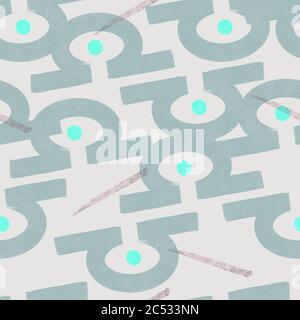 geometria astratta moderna design a ripetizione senza cuciture. sfondo grigio, punti zecca, motivo a trama, stampa di moda, design di motivi interni Foto Stock