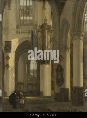Interieur van een protestantse gotische kerk ha incontrato il mozieven van de Oude en de Nieuwe Kerk te Amsterdam Foto Stock