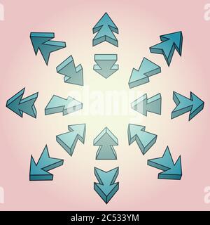 Serie di piccole frecce. Illustrazione vettoriale. Illustrazione Vettoriale