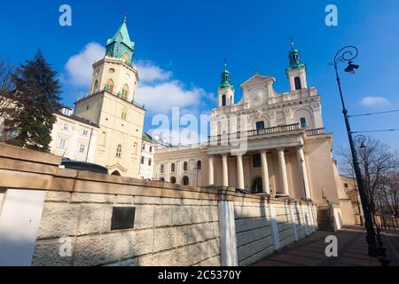 Perla dell'architettura barocca a Lublino - arcidiocesi di San Giovanni Battista e San Giovanni Evangelista, Polonia Foto Stock