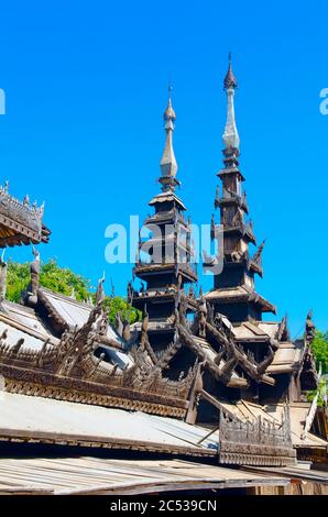 Monastero di legno di NAT Taung Kyaung. Bagan. Myanmar Foto Stock