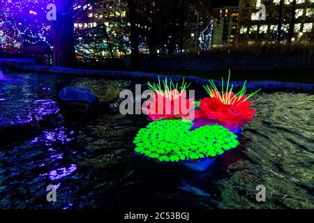 "Isole Galleggianti' da Murude Mehmet a Canary Wharf Winter Festival luci 2019, London, Regno Unito Foto Stock