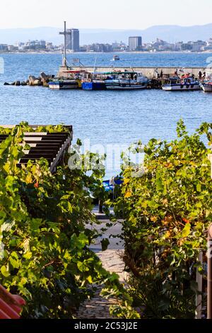 Porto di pesca a Nessebar, Bulgaria Foto Stock