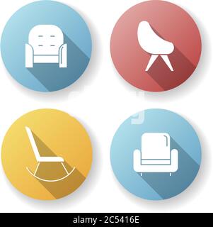 Set di icone glifo a forma di sedia a forma di piatto Illustrazione Vettoriale
