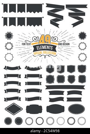 Ideale per elementi di design Premium retrò. Collezioni Designers di cornici e nastri Illustrazione Vettoriale