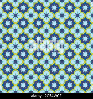 blu senza cuciture antico arabesco patern. arabo orientale o mosaico marocchino ornamento. Può essere utilizzato come piastrelle da bagno, carta da parati, tessuto Illustrazione Vettoriale