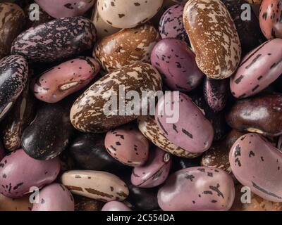Fagioli di marmo organici closeup. La vista dall'alto. Foto Stock