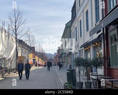 Nelle strade di Lillehammer in Norvegia Foto Stock