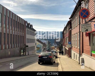 Nelle strade di Lillehammer in Norvegia Foto Stock