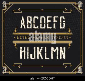 Carattere retro vintage. Carattere di decorazione artigianale. Illustrazione Vettoriale