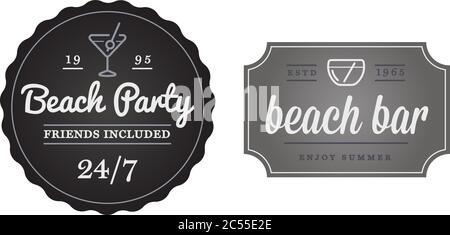 Set di elementi Vector Beach Sea Bar e Summer possono essere utilizzati come logo o icona di qualità superiore Illustrazione Vettoriale