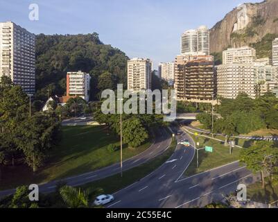 Tramonto vista aerea di crocevia a Rio de Janeiro Foto Stock