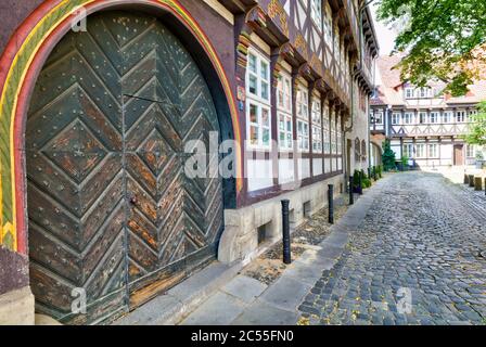 Magniviertel, facciata casa, porta anteriore, finestra, Braunschweig, bassa Sassonia, Germania, Europa Foto Stock