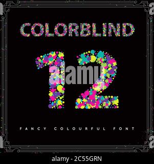 Set di font stile Colorblind in vettore. Freschi colori alla moda. Illustrazione Vettoriale