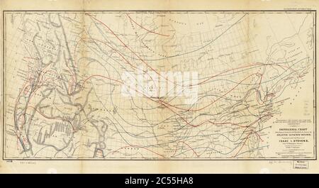 Carta isotermica della regione a nord del 36° parallelo ecc. tra gli oceani Atlantico e Pacifico; compilata sotto la direzione di Isaac I. Stevens, Govnr. Del territorio di Washington. Foto Stock