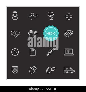 È possibile utilizzare come logo o icona un insieme di elementi di illustrazione vettoriali per ospedali medici di qualità superiore Illustrazione Vettoriale