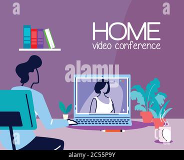 uomini che comunicano tramite video call vettoriale illustrazione desing Illustrazione Vettoriale