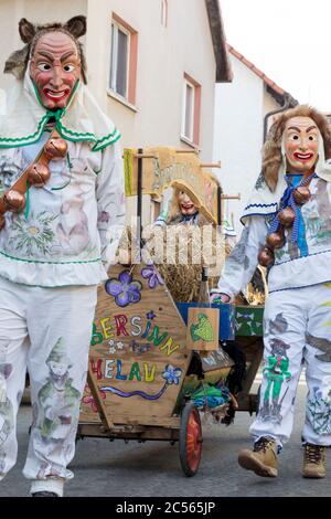 Rhöner Maskenfastnacht, Oberelsbach, Rhön-Grabfeld, Franconia, Baviera, Germania, Foto Stock