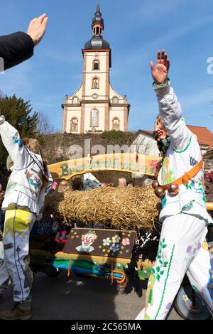 Rhöner Maskenfastnacht, Oberelsbach, Rhön-Grabfeld, Franconia, Baviera, Germania, Foto Stock