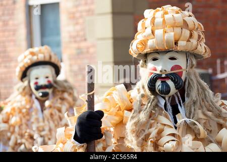 Rhöner Maskenfastnacht, Oberelsbach, Rhön-Grabfeld, Franconia, Baviera, Germania, Foto Stock